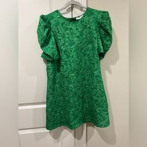 Ces Femme Green puff sleeve dress with pockets